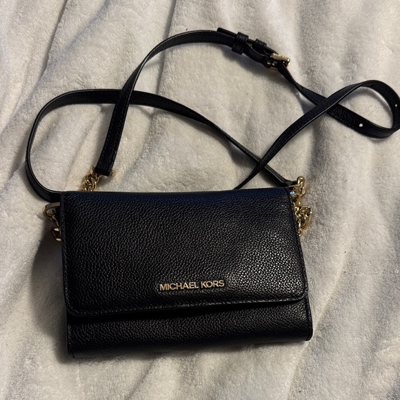 Michael Kors Handbags - Michael Kors Black Crossbody Bag with Gold Accents